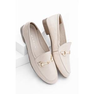 Marjin Women's Genuine Leather Chain Loafers Casual Shoes Tan tan beige