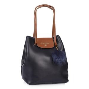 Capone Outfitters Capone Padova Leather Women's Shoulder Bag Navy Blue