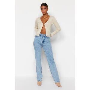 Trendyol Blue More Sustainable High Waist Long Comfort Straight Jeans