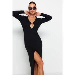 Trendyol Black Maxi Knitwear Slit Slit Dress