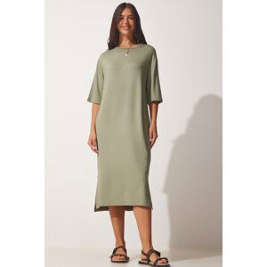Happiness İstanbul Women's Turquoise Viscose Knitted Daily Casual Dress