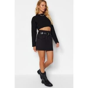 Trendyol Black Belt Pocket Detailed Mini Woven Skirt