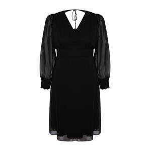 Trendyol Curve Black Slit Detailed A-line Woven Dress