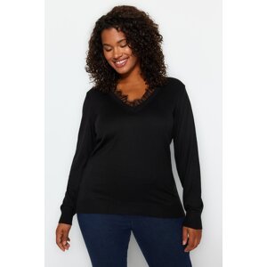Trendyol Curve Black Lace Detailed Knitwear Sweater