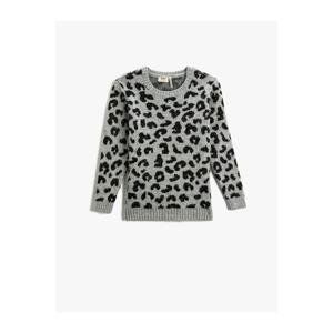 Koton Leopard Patterned Sweater Crew Neck