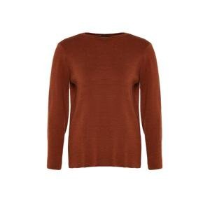 Trendyol Curve Brown Sleeves Button Detailed Knitwear Sweater