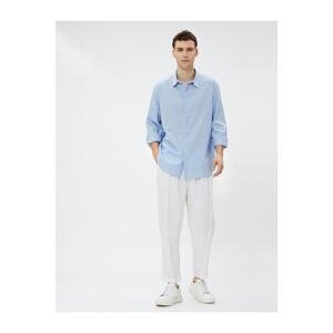 Koton Linen Blend Shirt Classic Collar Long Sleeve