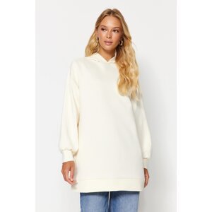 Trendyol Stone Hooded Pocket Scuba Knitted Wide Fit Oversize Sweatshirt