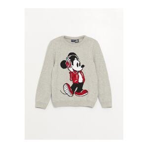 LC Waikiki Crew Neck Mickey Mouse Patterned Long Sleeve Boy Knitwear Sweater