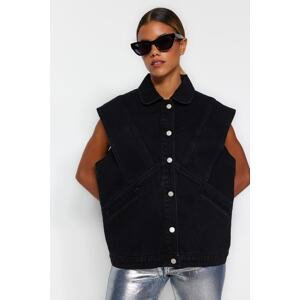 Trendyol Black Stitching Detail Denim Vest