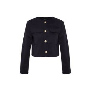 Trendyol Navy Blue Gold Button Detailed Stamped Jacket Coat