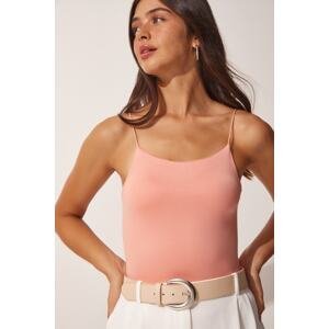 Happiness İstanbul Women's Light Pink Rope Straps Knitted Body Blouse