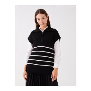 LC Waikiki Women's Knitwear Sweater with Shirt Collar Striped Oversize