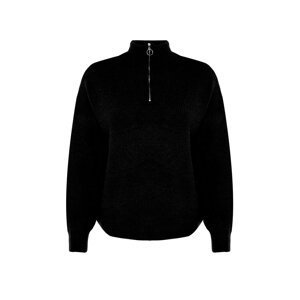Trendyol Curve Black Zipper Closure Knitwear Sweater
