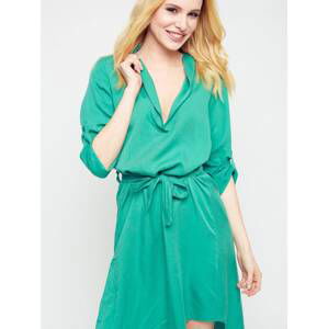 Fabric dress tied at the waist green