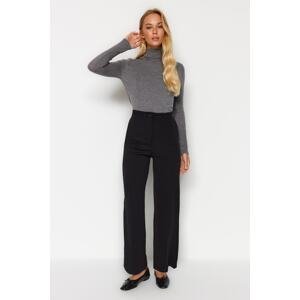 Trendyol Black Ribbed High Waist Straight Fit Knitted Pants