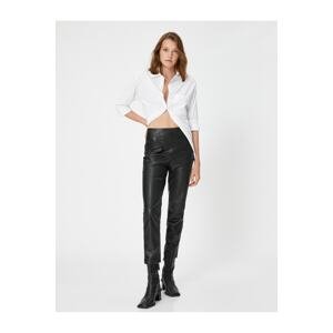 Koton Leather Look Trousers Skinny Leg Ribbed