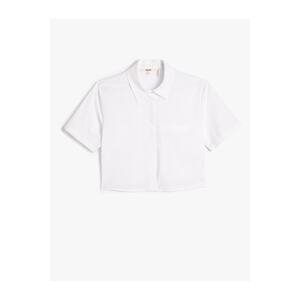 Koton Crop Short Sleeve Shirt Buttoned Pocket Detailed