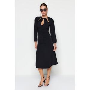 Trendyol Black Waist Opening/Skater Elegant Evening Dress with Knitted Accessories