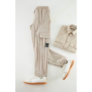 Trendyol Stone Men's Jogger Fit Tag Detail Technical Fabric Parachute Limited Edition Trousers.
