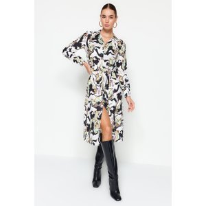 Trendyol Multicolored Belted Abstract Patterned Woven Shirt Dress