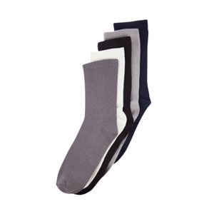 Trendyol Men's Multicolored Cotton 5-Pack Plain Textured College Socks.