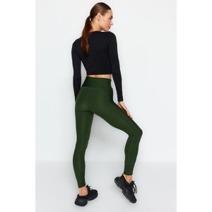 Trendyol Khaki Push Up Full Length Sports Leggings With Contouring Rib Detail