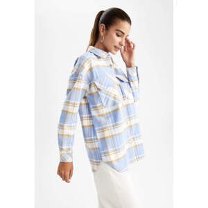 DEFACTO Oversize Fit Shirt Collar Flannel Long Sleeve Tunic