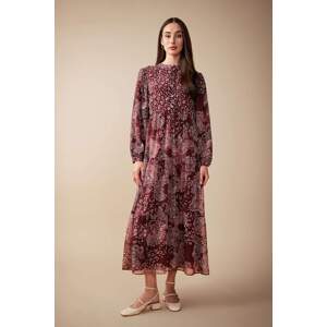 DEFACTO Printed Siphon Raglan Sleeves Long Sleeve Dress