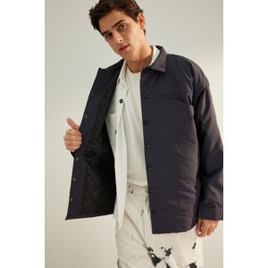 Trendyol Limited Edition Anthracite Men's Oversize Fit Inner Quilted Light Shirt Jacket Coat