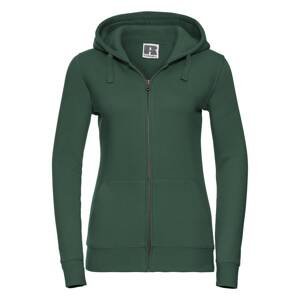 Green women's hoodie with Authentic Russell zipper