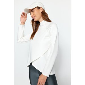 Trendyol Creamy White Zipper Detail Stand Up Collar Sportswear Sweatshirt