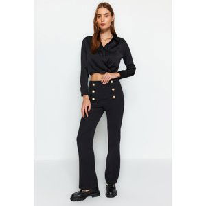 Trendyol Black Straight Cut Woven Button Detailed Trousers