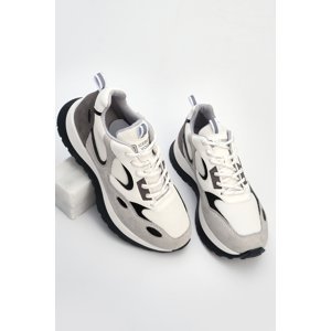 Marjin Women's Sneakers Lace-Up High Sole Sports Shoes Nasman White