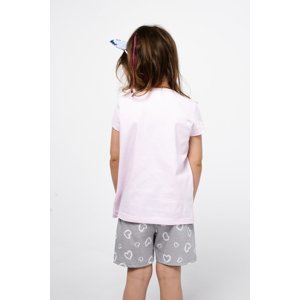 Dívčí pyžamo Noelia, krátký rukáv, krátké nohavice - světle růžová/potisk
