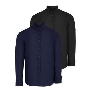 DOUBLE SET G721 DEWBERRY MEN'S SHIRT-BLACK-NAVY