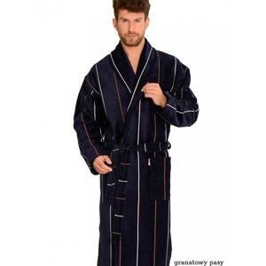 Men's bathrobe De Lafense 803 M-2XL navy blue - stripes 087