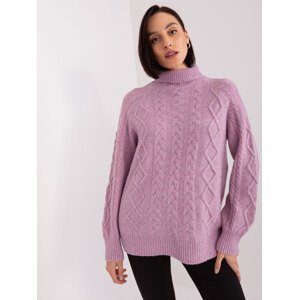 Dámský špinavě fialový svetr s kabely