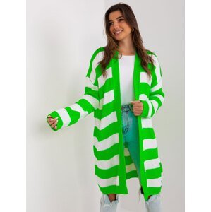Fluo zelený a bílý oversize cardigan