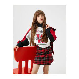 Koton Sweatshirt Raised Stand Collar Long Sleeve Color Block Printed