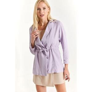 armonika Women's Lilac Waist Pleated Oversized Jacket