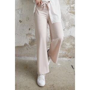 InStyle Loose Scuba Trousers with Belted Waist - Stone