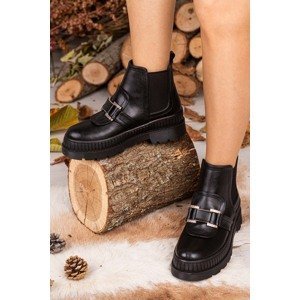 armonika Women's Black Buckled Front Elastic Side Boots