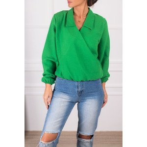 armonika Women's Green Double Breasted Blouse With Elastic Sleeves And Waist