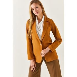 armonika Women's Camel Single Button Jacket