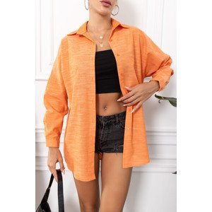 armonika Women's Orange Striped Look Oversize Long Basic Shirt