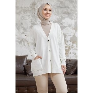InStyle Long Button Back Loose Knitwear Cardigan - White