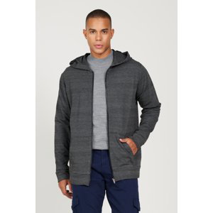 AC&Co / Altınyıldız Classics Men's Black-gray Standard Fit Regular Cut Hooded Zipper Sweatshirt Jacket