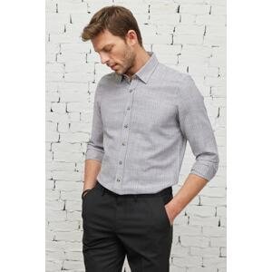 AC&Co / Altınyıldız Classics Men's Brown Slim Fit Slim Fit Hidden Button Collar Linen Look 100% Cotton Flamed Shirt