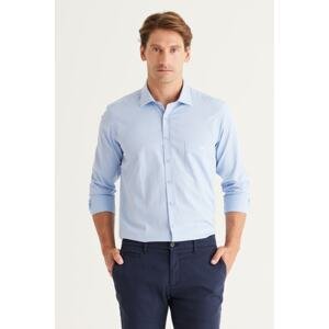 AC&Co / Altınyıldız Classics Men's Light Blue Slim Fit Narrow Cut Classic Collar Cotton Dobby Shirt